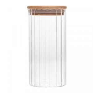 Porta Mantimento com Tampa de Bambu Canelado 400ml Vidro Borossilicato – Wolff