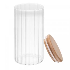 Porta Mantimento com Tampa de Bambu Canelado 400ml Vidro Borossilicato – Wolff