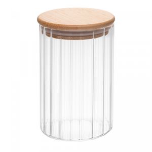 Porta Mantimento com Tampa de Bambu Canelado 300ml Vidro Borossilicato – Wolff