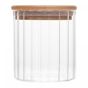 Porta Mantimento com Tampa de Bambu Canelado 200ml Vidro Borossilicato – Wolff