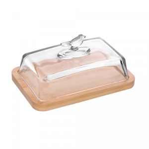 Manteigueira com Base em Bambu Bird 17cm x 11cm x 8,5cm Vidro – Wolff