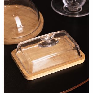 Manteigueira com Base em Bambu Bird 17cm x 11cm x 8,5cm Vidro – Wolff