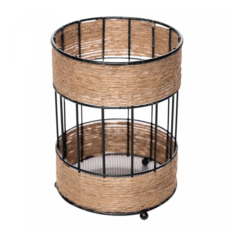 Porta-Talher-com-Detalhes-em-Barbante-12cm-x-165cm-Preto-Metal-Wolff