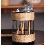 Porta-Talher-com-Detalhes-em-Barbante-12cm-x-165cm-Preto-Metal-Wolff