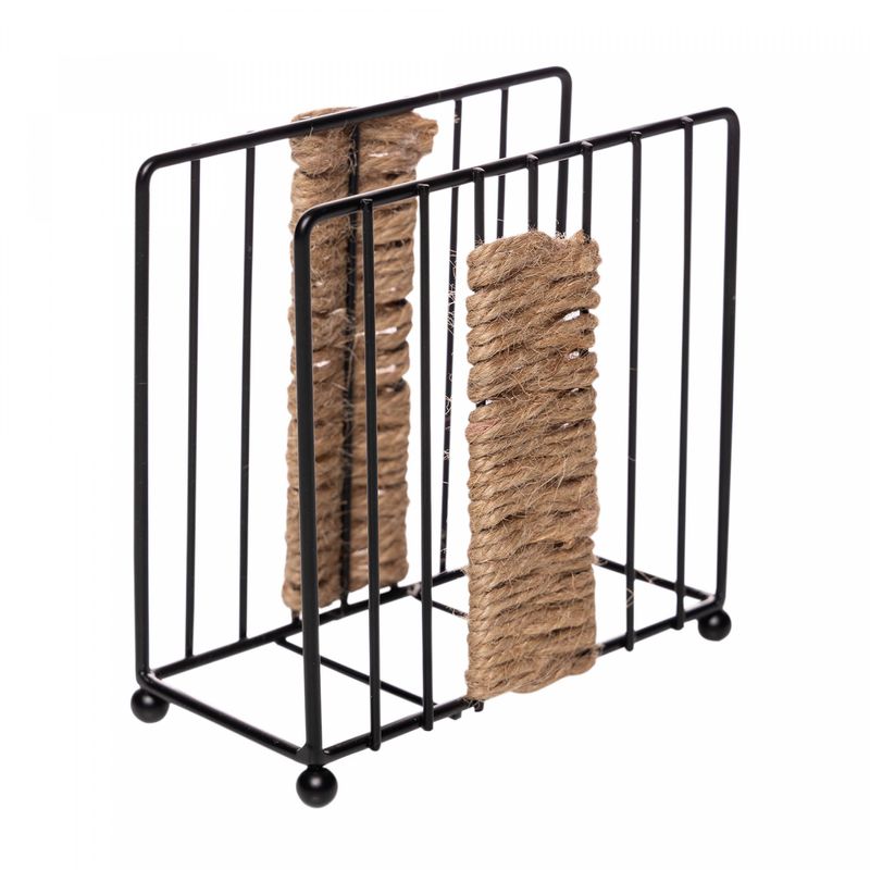 Porta-Guardanapos-com-Detalhes-em-Barbante-12cm-x-55cm-x-12cm-Preto-Metal-Wolff