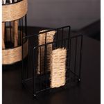 Porta-Guardanapos-com-Detalhes-em-Barbante-12cm-x-55cm-x-12cm-Preto-Metal-Wolff