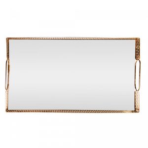 Bandeja com Espelho Marbella 32cm x 12,5cm x 5cm Dourada Metal - Wolff