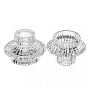 Conjunto 2 Porta Velas Lines 8cm x 8cm x 5,5cm Vidro – Wolff