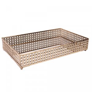 Bandeja com Espelho Versalhes 38cm x 24cm x 5cm Dourada Metal - Wolff