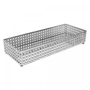 Bandeja com Espelho Versalhes 32cm x 12,5cm x 5cm Prateada Metal - Wolff