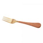 Conjunto-6-Garfos-para-Bolo-de-Aco-Inox-com-Cabo-em-Plastico-Amadeirado-Milao-Dourado-165cm-Wolff