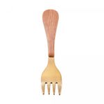 Conjunto-6-Garfos-para-Bolo-de-Aco-Inox-com-Cabo-em-Plastico-Amadeirado-Milao-Dourado-165cm-Wolff