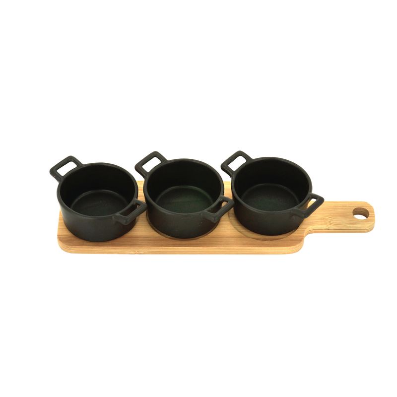 Conjunto-3-Petisqueiras-de-Porcelana-Preta-com-Bandeja-Bambu-28cm-x-8cm-x-6cm-Wolff