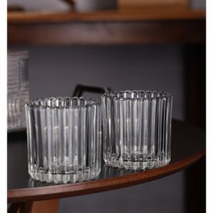 Conjunto 2 Porta Velas Lines 7,5cm x 7,5cm x 7,5cm Vidro – Wolff