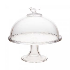 Prato com Pé e Tampa Bird 19cm x 19cm x 19cm Cristal – Wolff