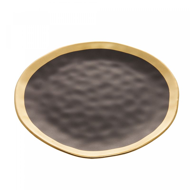 Prato-para-Sobremesa-de-Porcelana-Dubai-Preto-e-Dourado-21cm-x-2cm-Wolff