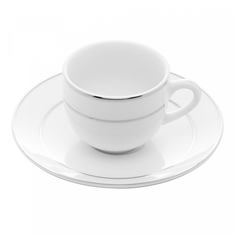 Conjunto-6-Xicaras-de-Cafe-de-Porcelana-com-Pires-e-Borda-Prateada-Monaco-Branco-100ml-Wolff