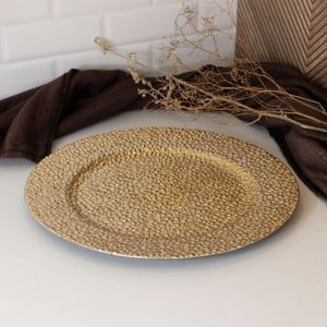 Sousplat de Plástico Martelado Dourado 33cm - Wolff