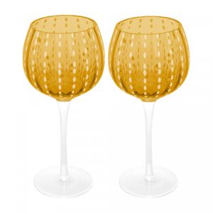 Conjunto 2 Taças de Vinho de Vidro Orquídea Âmbar 450ml - Wolff