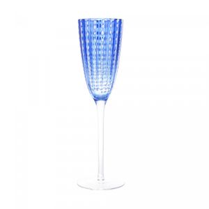 Conjunto 2 Taças para Champanhe de Vidro Orquídea Azul 200ml - Wolff
