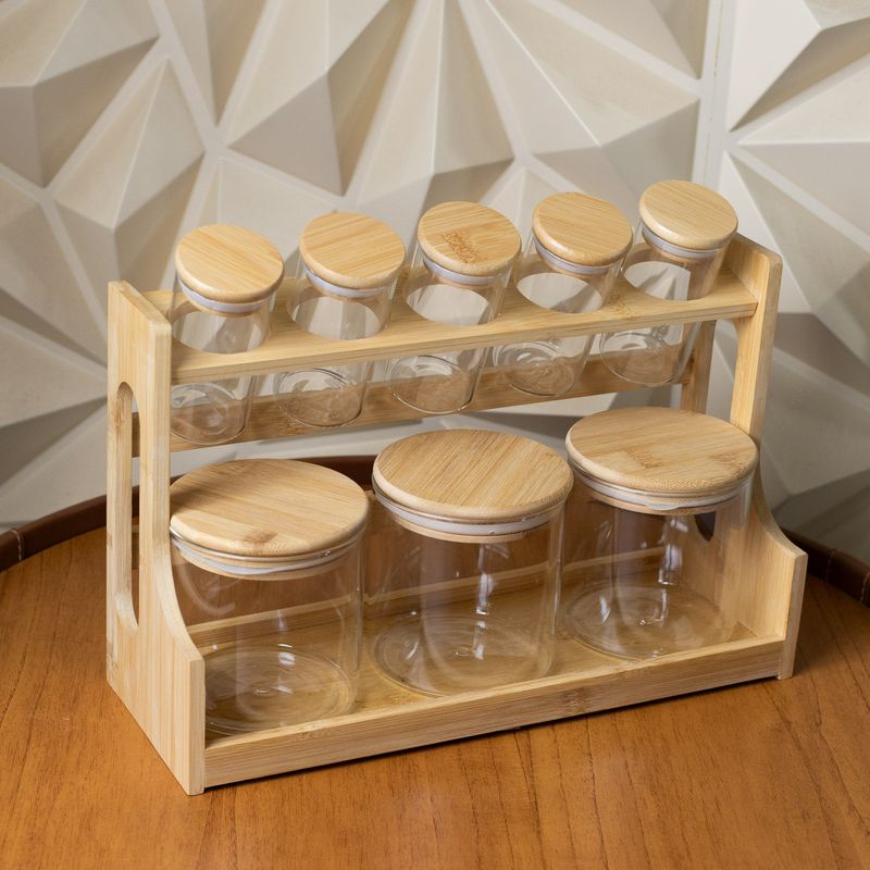 Conjunto-8-Potes-em-Borossilicato-com-Tampa-Hermetica-e-Rack-em-Bambu-500ml-120ml-Wolff
