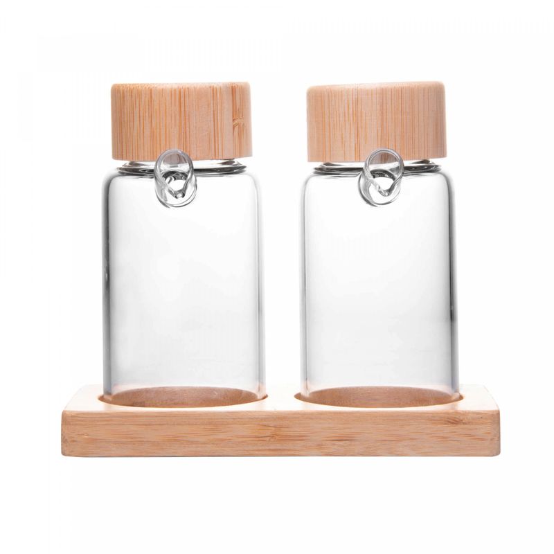 Conjunto-2-Galheteiros-de-Vidro-Borossilicato-com-Tampa-e-Suporte-de-Bambu-170ml-Wolff