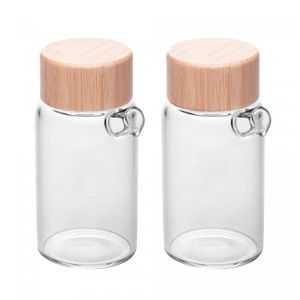 Conjunto 2 Galheteiros de Vidro Borossilicato com Tampa e Suporte de Bambu 170ml - Wolff