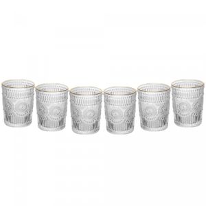 Conjunto 6 Copos de Vidro com Fio de Ouro Mandala 260ml - Wolff