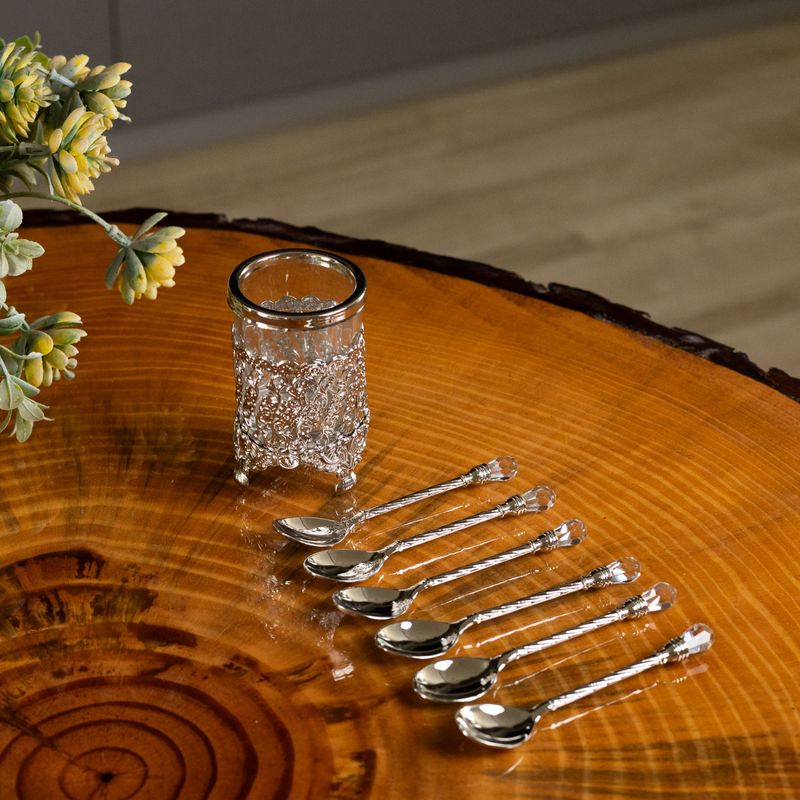 Conjunto-6-Colheres-de-Zamac-com-Suporte-Niquelado-Crystal-14cm-Wolff