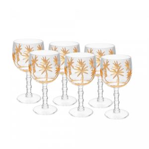 Conjunto 6 Taças de Acrílico Palm Gold 500ml - Wolff