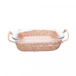 Refratário de Vidro Borossilicato  com Suporte em Fibra Natural e Alça 21,5cm19cm x 5,5cm - Wolff