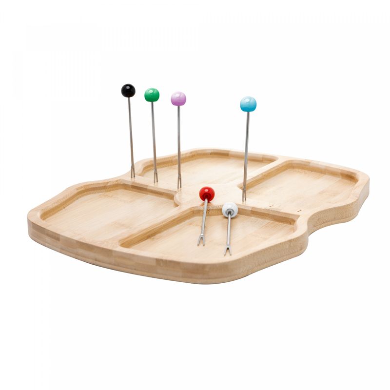 Conjunto-7-Pecas-Petisqueira-e-6-Garfos-38cm-x-30cm-x-2cm-Bambu-Wolff