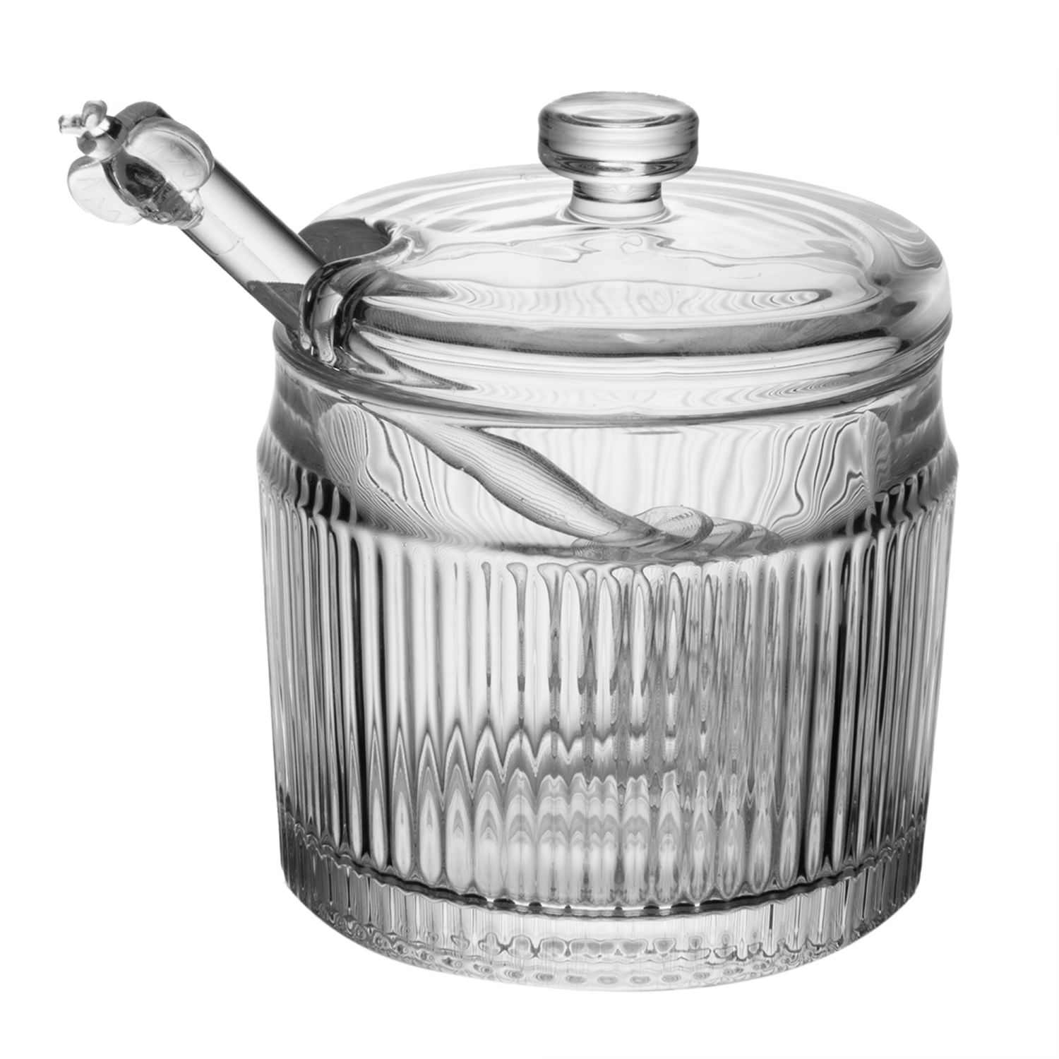 Meleira com Pegador e Tampa Lines 10cm x 7,5cm Vidro - Wolff