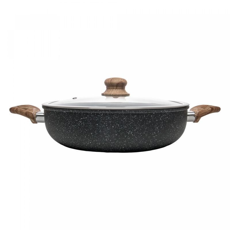 Wok-de-Inducao-com-Tampa-de-Vidro-28cm-Granilite-Preta-Aluminio-com-Revestimento-Ceramico-Wolff
