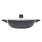 Wok-de-Inducao-com-Tampa-de-Vidro-28cm-Granilite-Cinza-Aluminio-com-Revestimento-Ceramico-Wolff