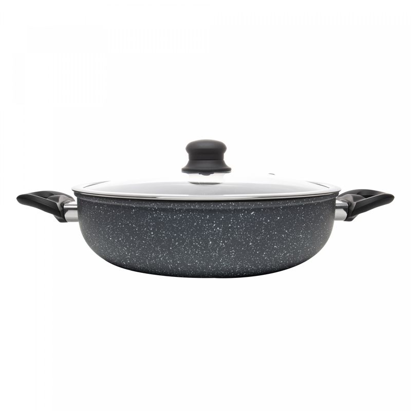 Wok-de-Inducao-com-Tampa-de-Vidro-28cm-Granilite-Cinza-Aluminio-com-Revestimento-Ceramico-Wolff