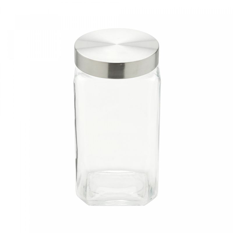 Porta-Mantimento-de-Vidro-com-Tampa-de-Aco-Quadrado-2L-Wolff