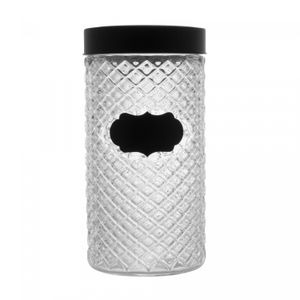 Pote de Vidro com Tampa Preta Label 11cm x 22cm 1,6L - Wolff