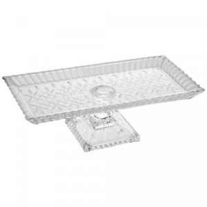 Travessa de Cristal com Pé Lys 34cm x 17cm x 11cm - Wolff