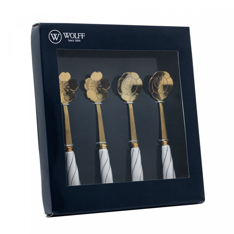 Conjunto-4-Colheres-de-Cha-de-Aco-Inox-com-Cabo-de-Ceramica-Flowers-Dourado-Branco-Wolff