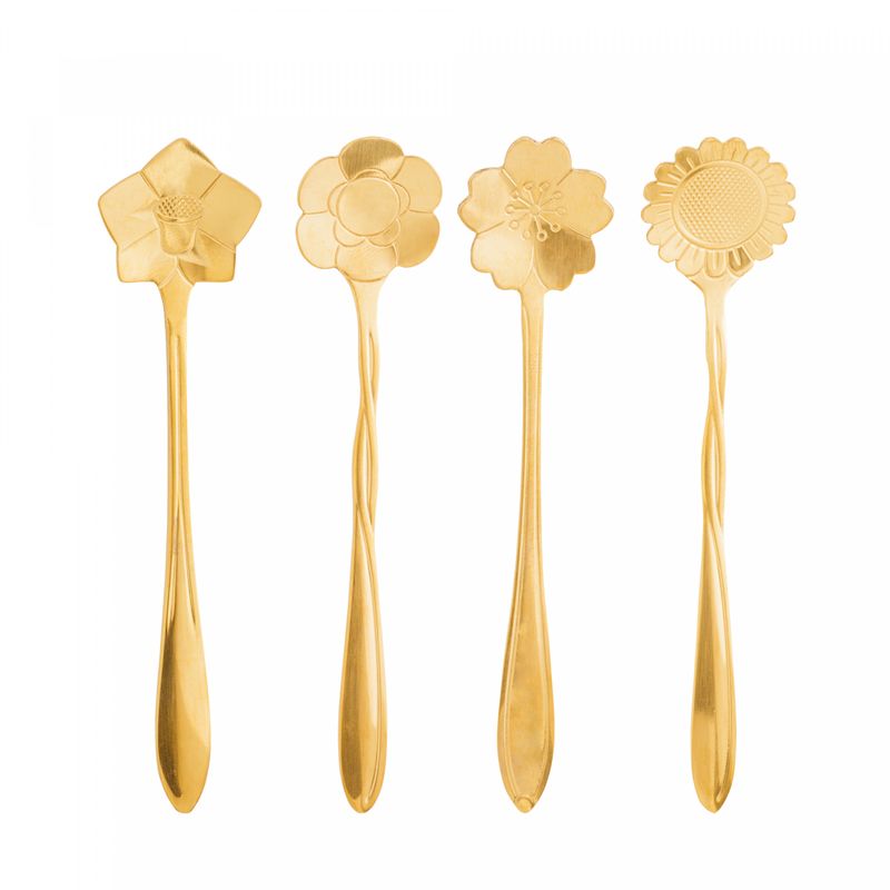 Conjunto-4-Colheres-de-Cha-de-Aco-Inox-Flores-Dourado-Wolff