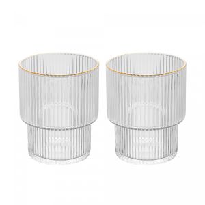 Conjunto 2 Copos Baixos de Cristal com Fio de Ouro Lines 220ml - Wolff