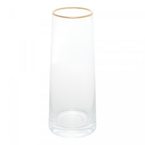 Vaso de Vidro com Borda Dourada Liz 11cm x 11cm x 27cm - Wolff