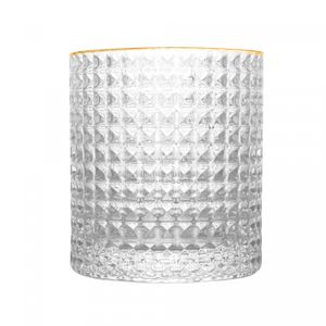 Conjunto 2 Copos para Whisky de Vidro com Borda Dourada Spike 320ml - Wolff