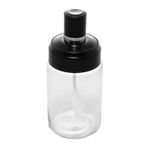 Acucareiro-de-Vidro-com-Colher-e-Tampa-de-Plastico-Preta-7cm-x-7cm-14cm-Wolff