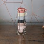 Conjunto-6-Xicaras-de-Cafe-Empilhaveis-de-Ceramica-com-Suporte-Coloridas-90ml-Wolff