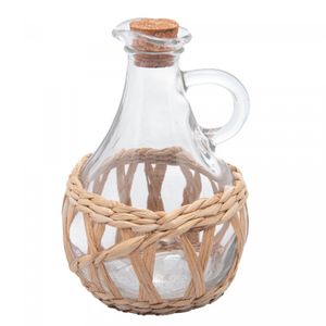 Garrafa para Azeite com Fibra Natural e Tampa Cortiça 320ml Vidro - Wolff