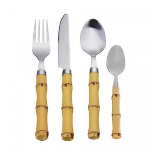Faqueiro 24 Peças de Aço Inox com Cabo de Plástico de Bambu - Bon Gourmet
