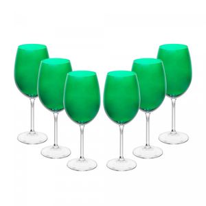 Conjunto 6 Taças para Vinho De Cristal Ecológico Banquet Esmeralda  580Ml - Wolff
