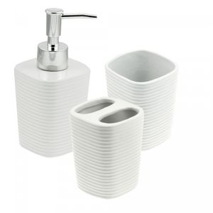 Conjunto 3 Peças para Banheiro Lines Branco - Wolff